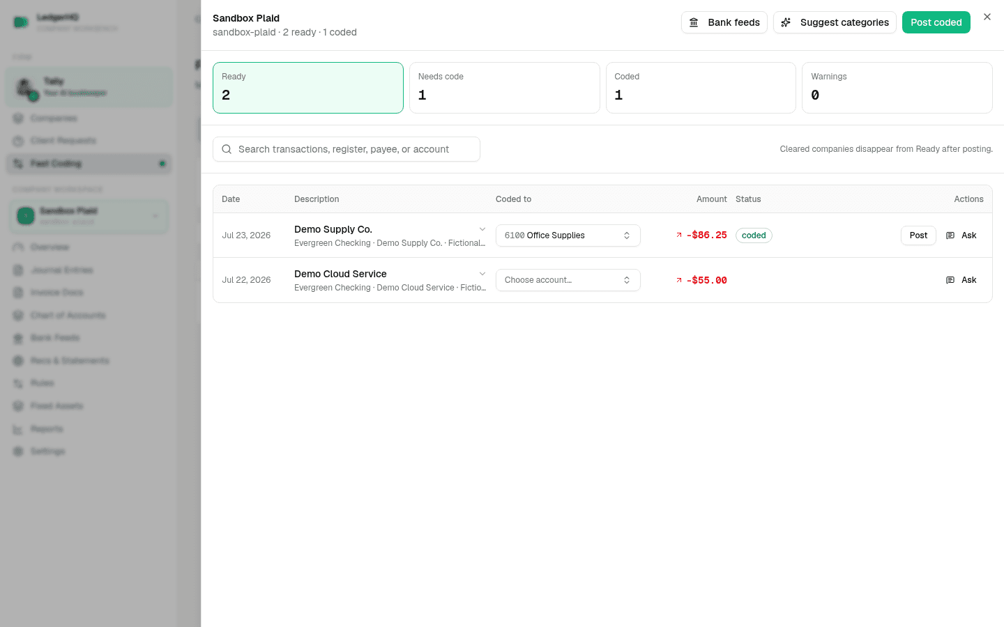 Uncoded bank transaction with the Choose account control